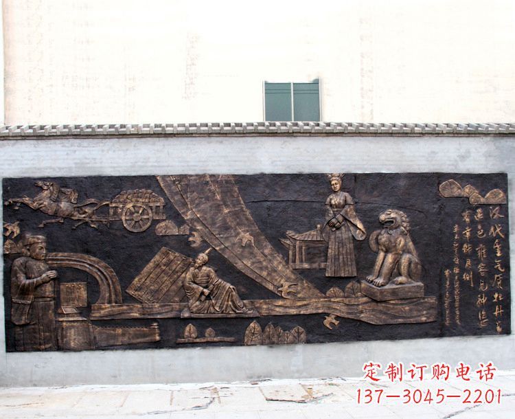 太原“汉代重气质,牡丹留正色”中国传统文化浮雕壁画,玻璃钢仿铜园林墙壁装饰壁画