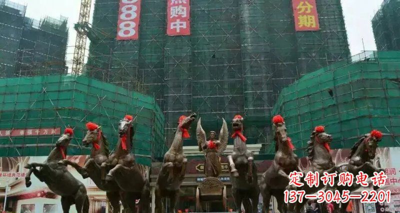 太原阿波罗八匹马踏浪而来景观马群铜雕