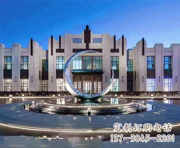 太原城市不锈钢月亮摆件雕塑