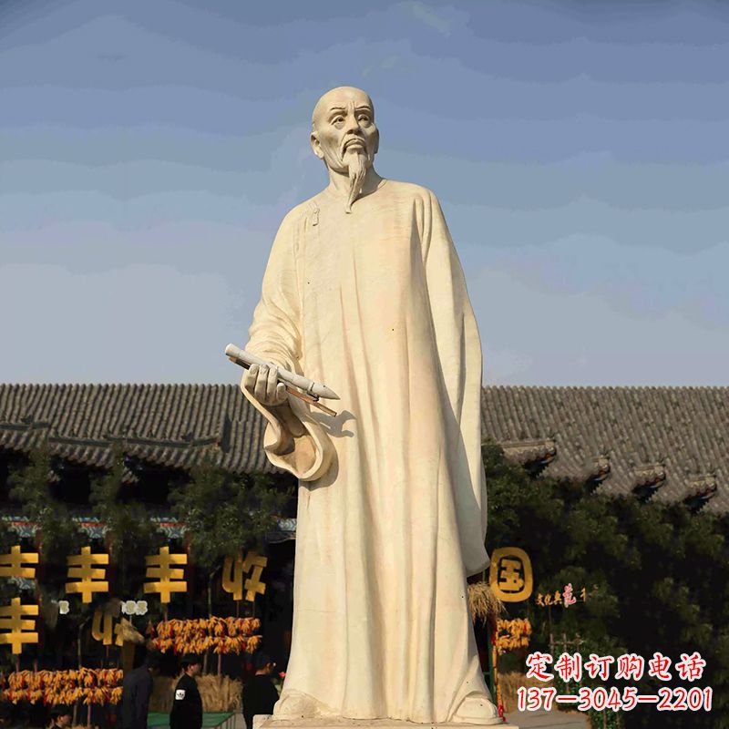 太原清代书画家郑板桥石雕塑-中国历史名人汉白玉雕像