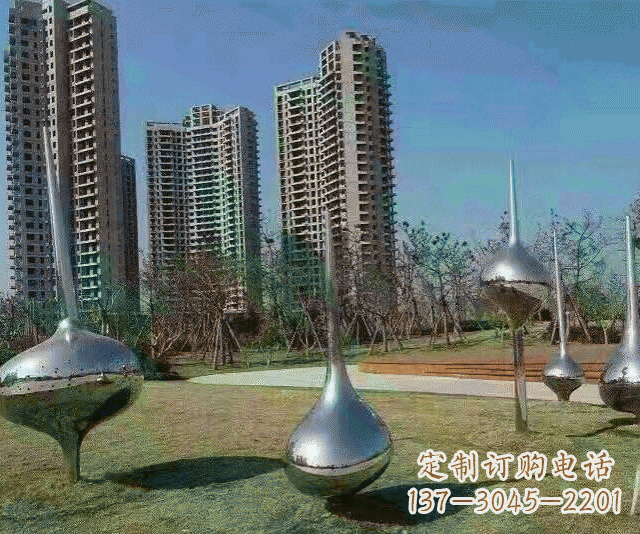 太原小区不锈钢抽象陀螺雕塑