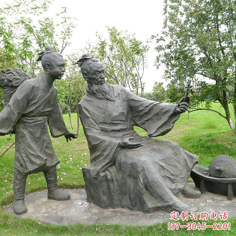 太原八大山人情景雕塑-中国明末清初知名画家朱耷公园情景小品