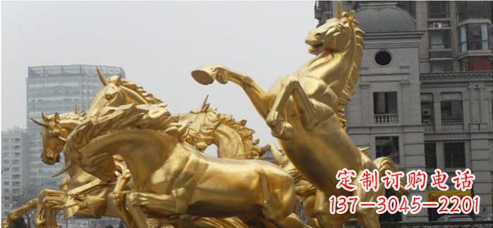 太原八马奔腾铜雕马群