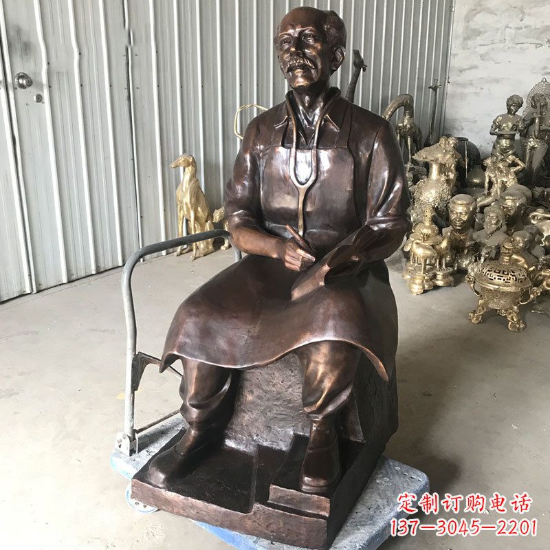 太原白求恩坐姿纯铜雕塑