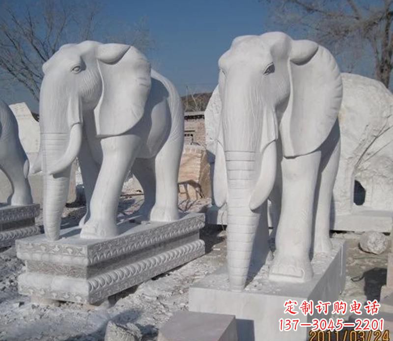 太原白色石头大象