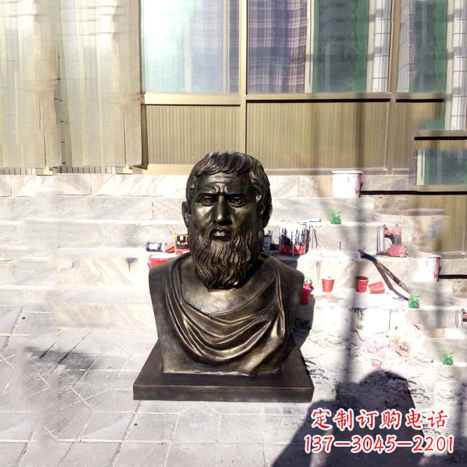 太原柏拉图仿铜头像-玻璃钢仿铜世界名人雕塑