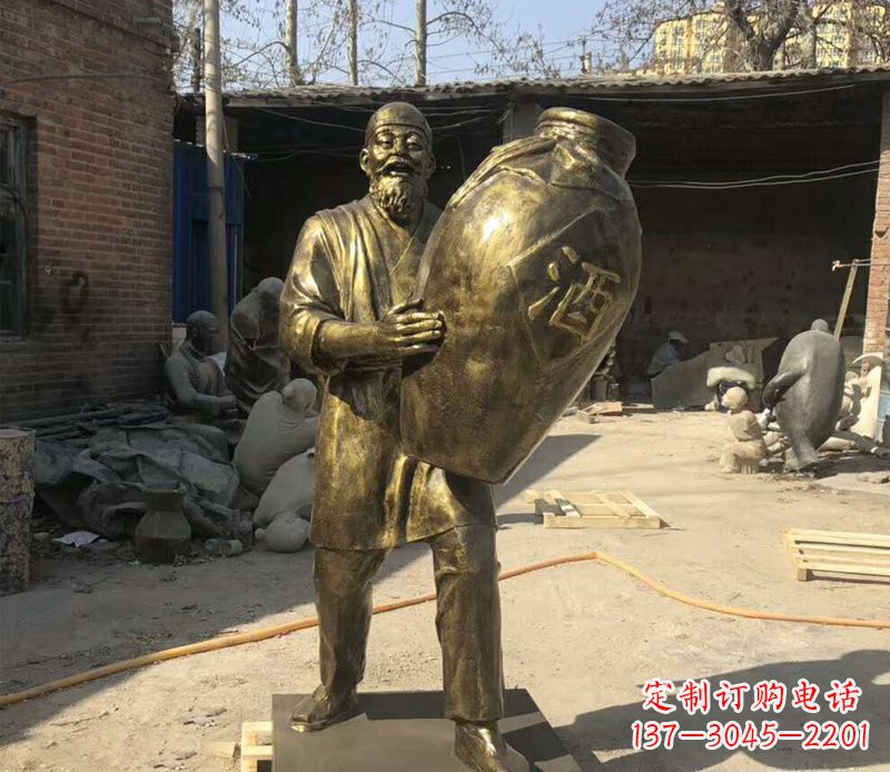 太原精美酒坛铜雕