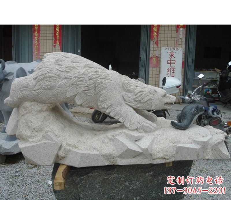 太原北极熊石雕公园动物雕塑