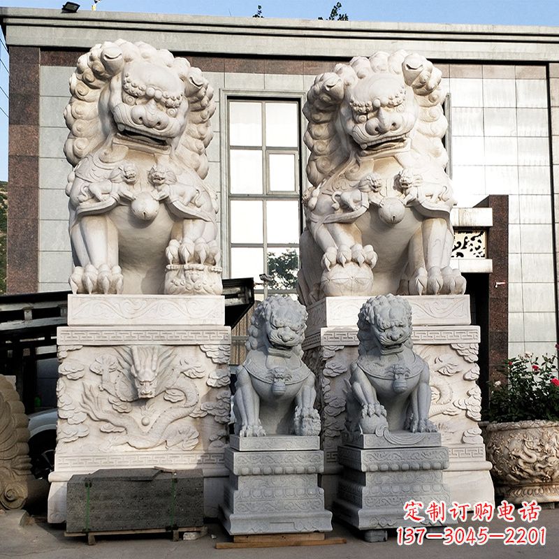 太原北京的石狮子-景区园林大型汉白玉看门神兽