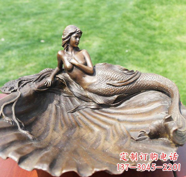 太原贝壳上的美人鱼园林景观铜雕