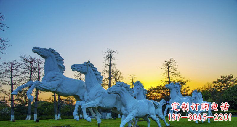 太原奔跑的马群城市公园景观铜雕
