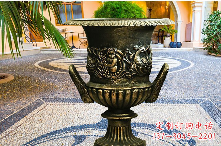 太原别墅花盆铜雕