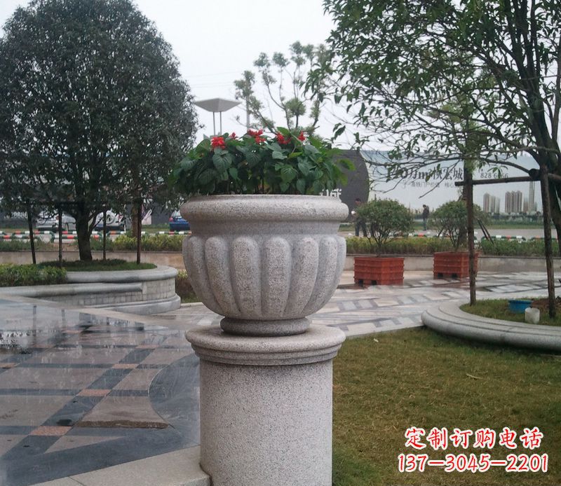 太原别墅景观大理石花盆石雕 (2)