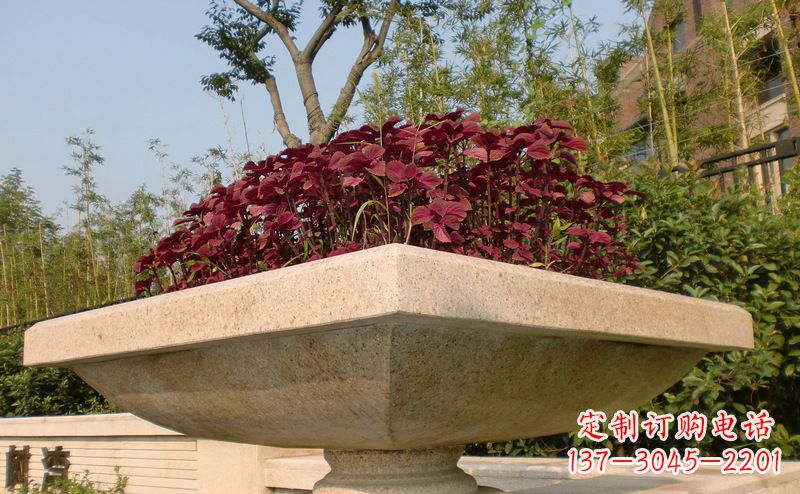 太原别墅景观大理石花盆石雕_1