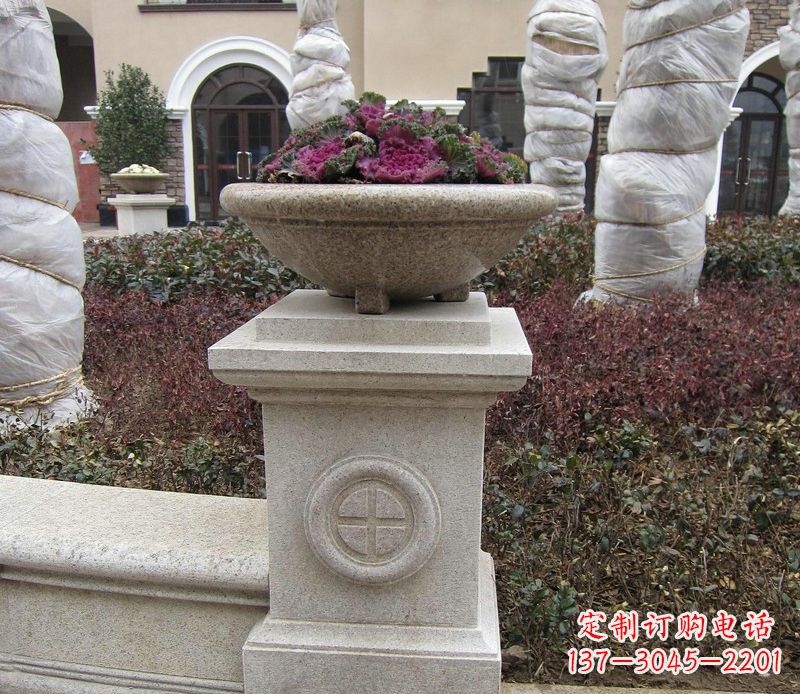 太原别墅景观大理石花盆石雕_2