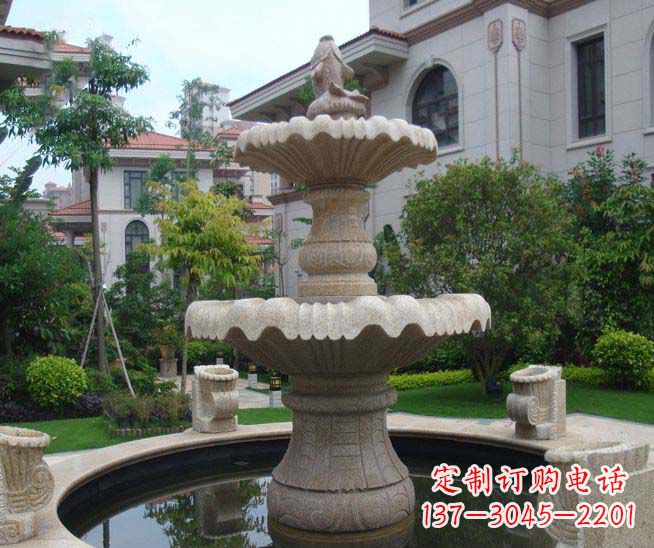 太原别墅景观石雕多层喷泉雕塑