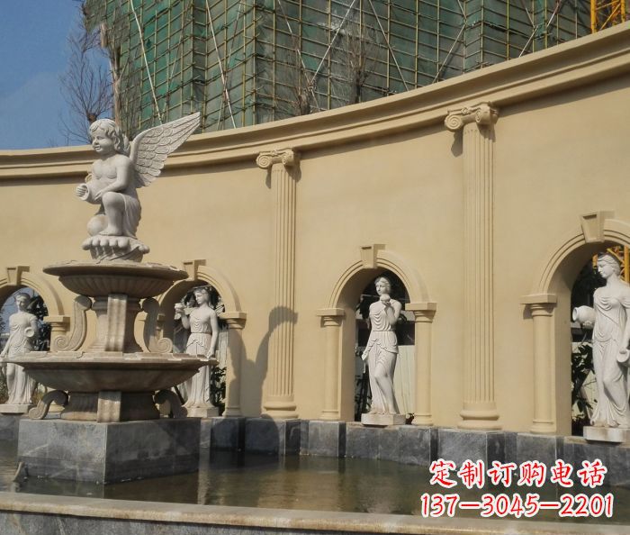 太原别墅景观天使喷泉石雕 (3)
