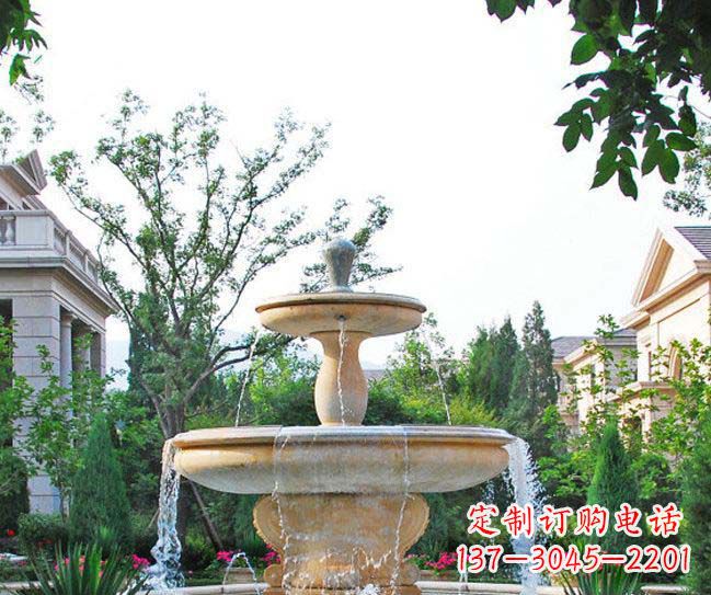 太原别墅景观晚霞红喷泉石雕