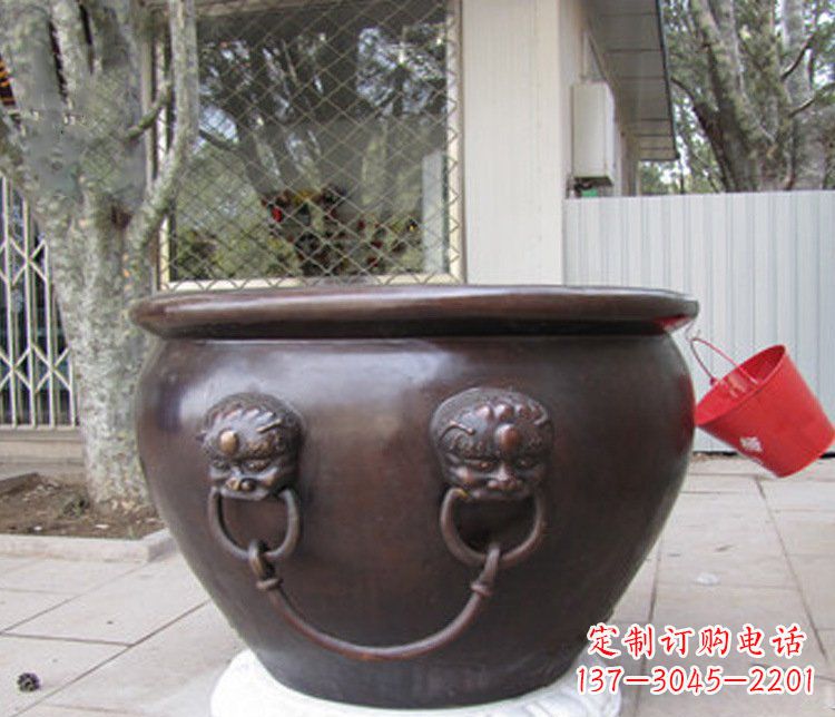 太原别墅招财水缸铜雕塑摆件 (2)