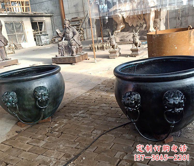 太原别墅招财水缸铜雕塑摆件 (3)