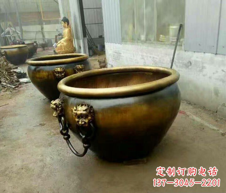 太原别墅招财水缸铜雕塑摆件 (4)