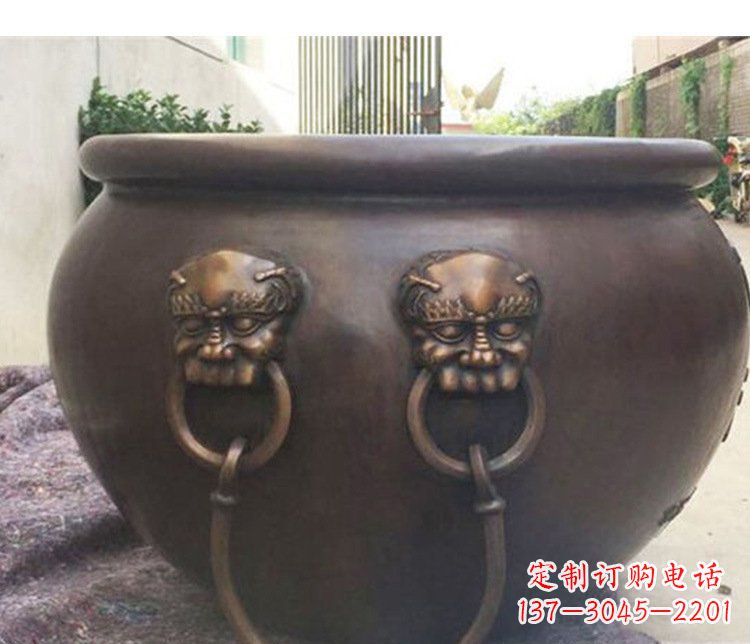 太原别墅招财水缸铜雕塑摆件