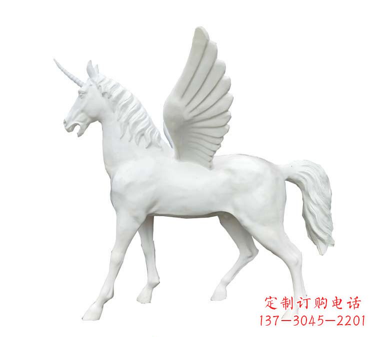 太原玻璃钢白色飞马雕塑