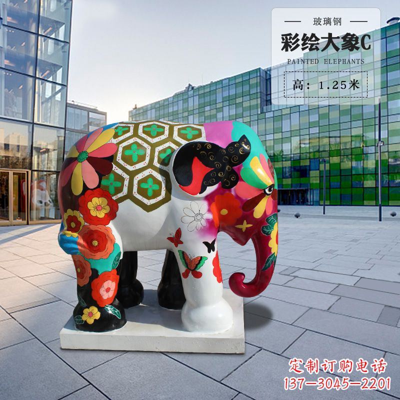 太原玻璃钢彩绘大象雕像让大象变得更加活跃