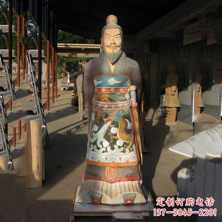 太原玻璃钢彩绘秦始皇塑像