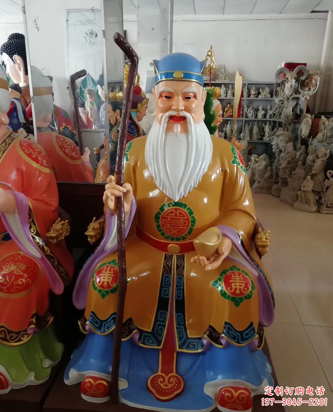 太原玻璃钢彩绘神像土地公雕塑