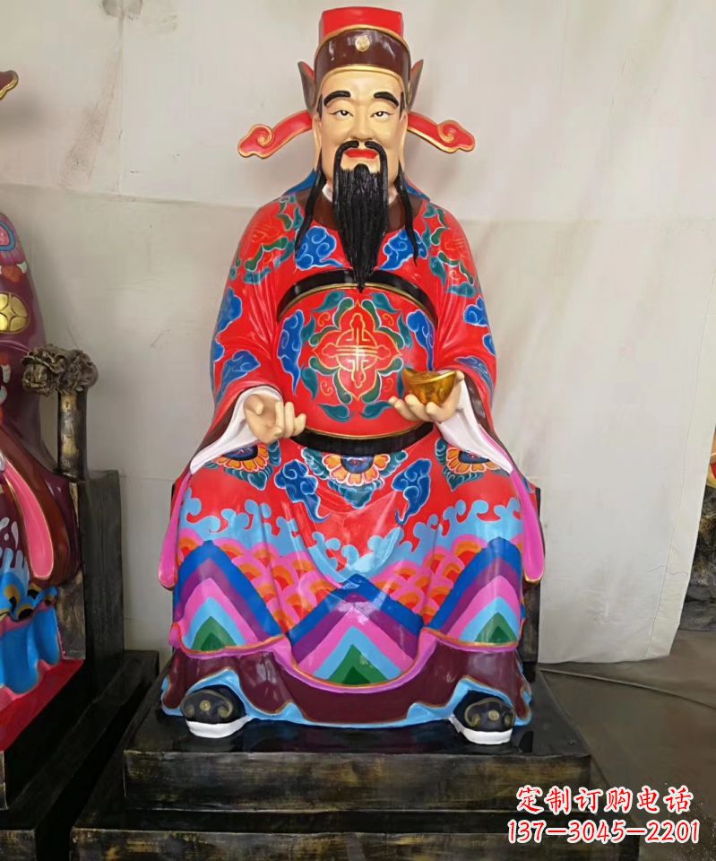太原玻璃钢彩绘文财神神像雕塑