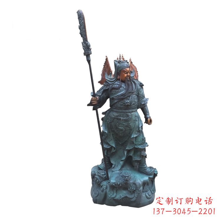 太原玻璃钢仿铜彩绘关公像精美雕塑艺术品