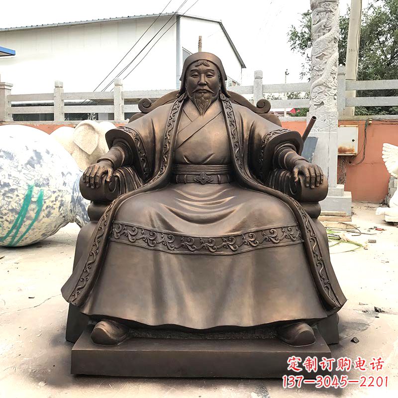太原成吉思汗玻璃钢仿铜雕塑