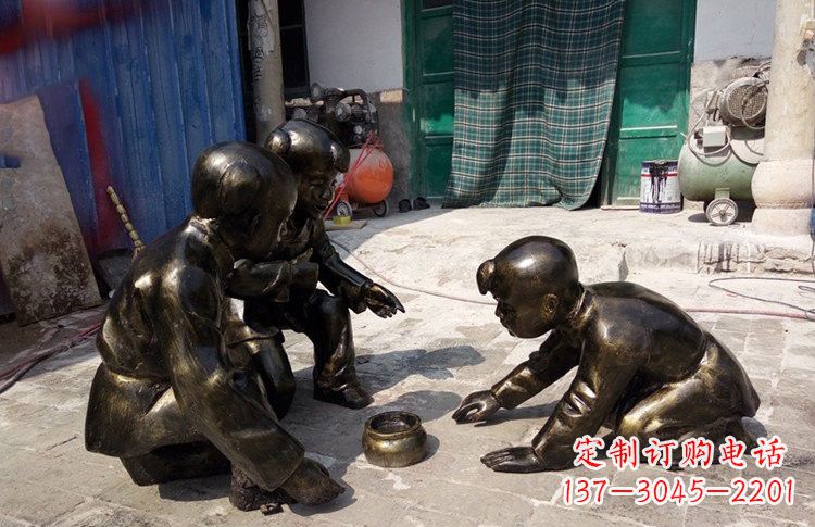 太原玻璃钢仿铜斗蛐蛐的古代儿童