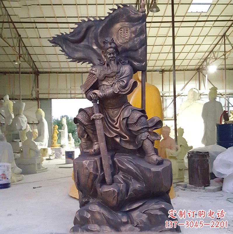 太原玻璃钢仿铜关公雕塑