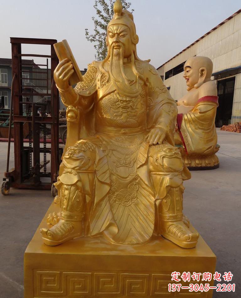 太原玻璃钢仿铜关公雕塑——传承春秋精神