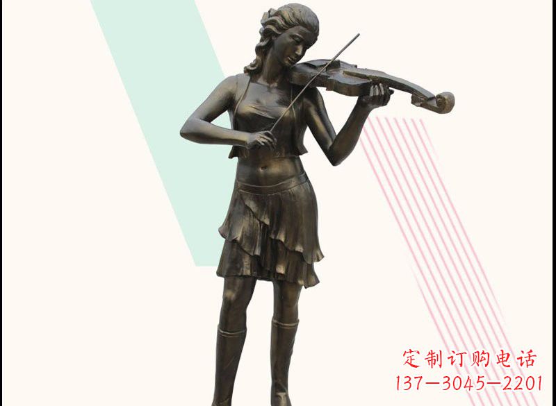 太原玻璃钢仿铜拉小提琴的女孩