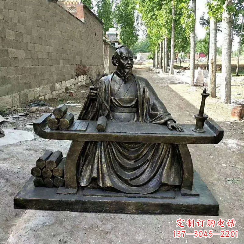 太原玻璃钢仿铜历史名人张衡情景雕塑