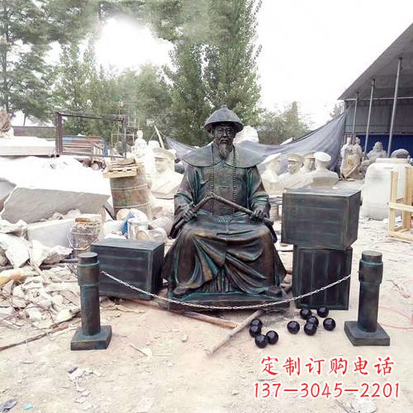 太原玻璃钢仿铜林则徐销烟雕塑