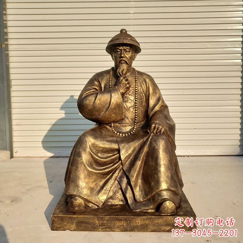 太原玻璃钢仿铜林则徐坐姿雕像