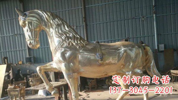 太原玻璃钢仿铜马公园动物雕塑
