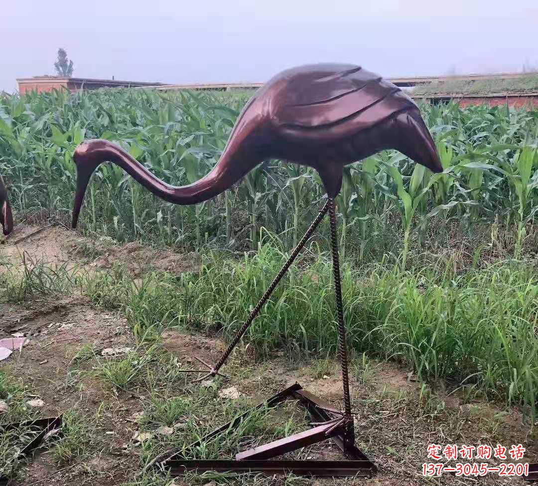 太原玻璃钢仿铜仙鹤雕塑公园园林景观摆件