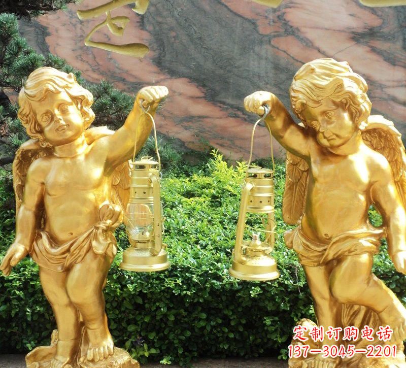 太原玻璃钢仿铜小天使路灯陪伴你安全回家