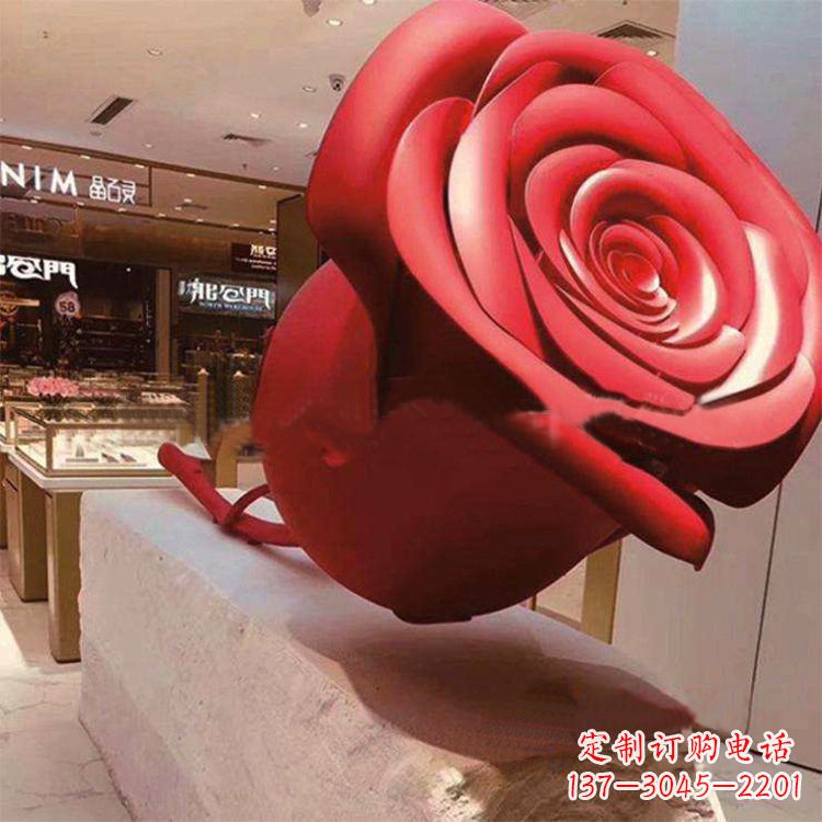 太原玻璃钢仿真玫瑰花雕塑摆件
