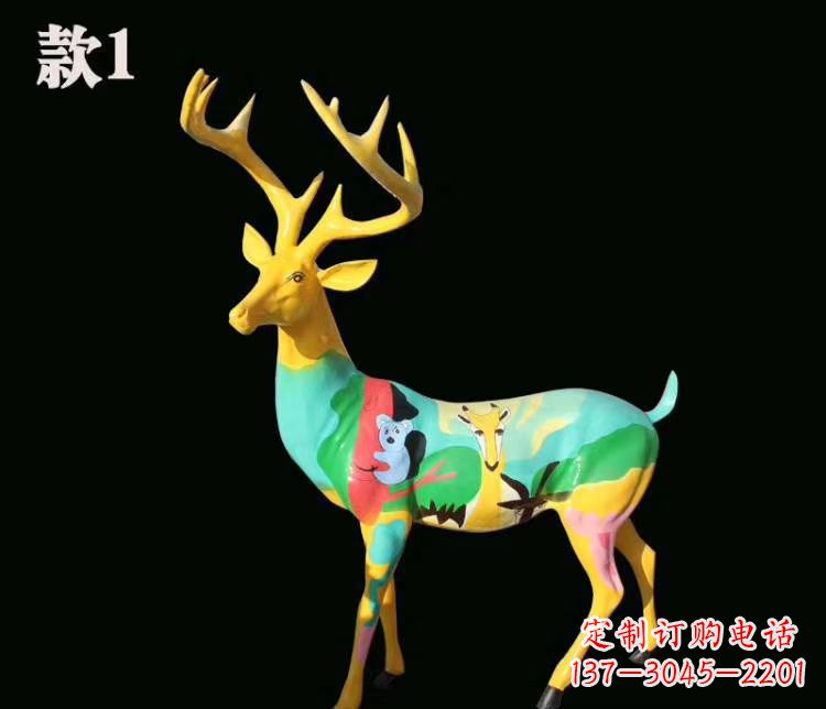 太原玻璃钢仿真梅花鹿雕塑