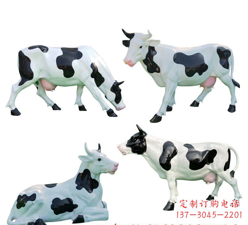 太原玻璃钢仿真奶牛组雕
