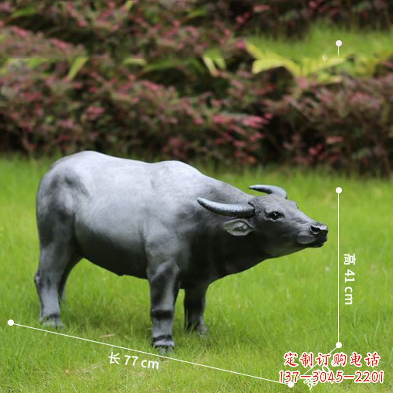 太原玻璃钢仿真水牛-公园草坪动物雕塑摆件