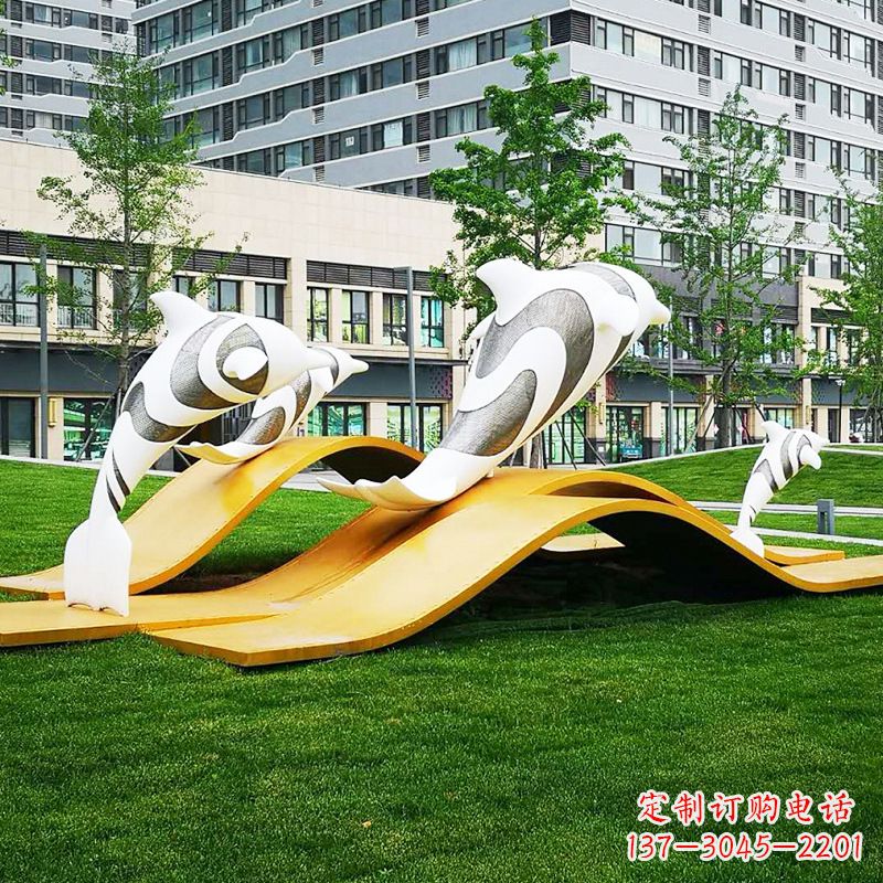 太原玻璃钢海豚景观雕塑精致的城市动物雕塑
