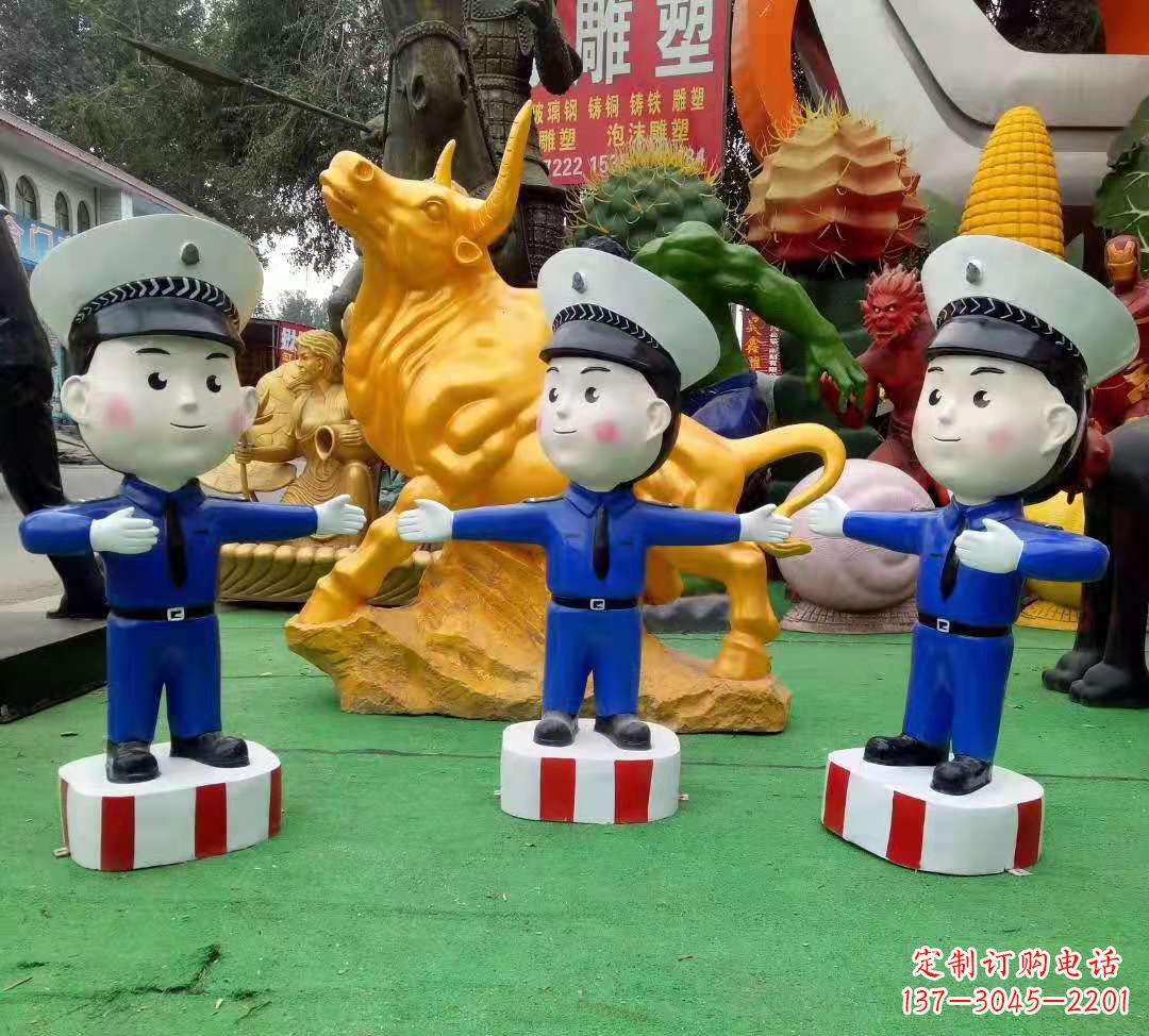 太原玻璃钢制作的交通警察雕塑