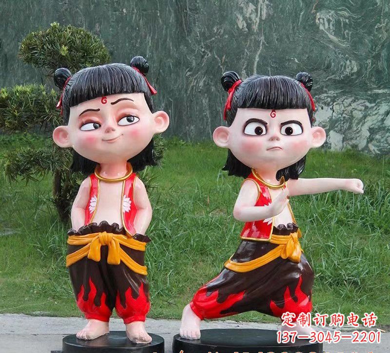 太原玻璃钢卡通哪吒人物雕塑